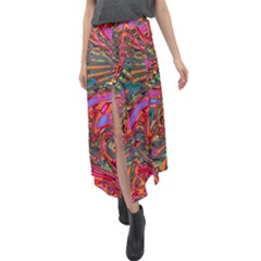 Abstract Art Multicolored Pattern Velour Split Maxi Skirt by SpinnyChairDesigns