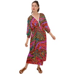 Abstract Art Multicolored Pattern Grecian Style  Maxi Dress