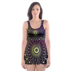 Colorful Rainbow Colored Arabesque Mandala Kaleidoscope  Skater Dress Swimsuit by SpinnyChairDesigns