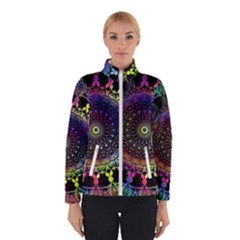 Colorful Rainbow Colored Arabesque Mandala Kaleidoscope  Winter Jacket by SpinnyChairDesigns