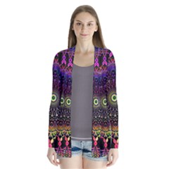 Colorful Rainbow Colored Arabesque Mandala Kaleidoscope  Drape Collar Cardigan by SpinnyChairDesigns