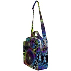 Colorful Rainbow Colored Arabesque Mandala Kaleidoscope  Crossbody Day Bag by SpinnyChairDesigns