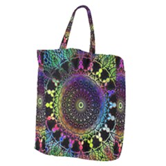 Colorful Rainbow Colored Arabesque Mandala Kaleidoscope  Giant Grocery Tote by SpinnyChairDesigns