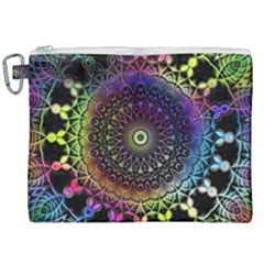 Colorful Rainbow Colored Arabesque Mandala Kaleidoscope  Canvas Cosmetic Bag (xxl)