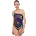 Colorful Rainbow Colored Arabesque Mandala Kaleidoscope  Classic One Shoulder Swimsuit View1