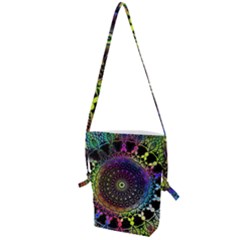 Colorful Rainbow Colored Arabesque Mandala Kaleidoscope  Folding Shoulder Bag by SpinnyChairDesigns