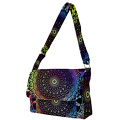 Colorful Rainbow Colored Arabesque Mandala Kaleidoscope  Full Print Messenger Bag (s) by SpinnyChairDesigns