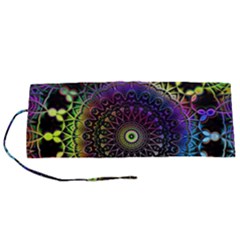 Colorful Rainbow Colored Arabesque Mandala Kaleidoscope  Roll Up Canvas Pencil Holder (s) by SpinnyChairDesigns