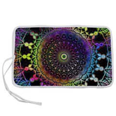 Colorful Rainbow Colored Arabesque Mandala Kaleidoscope  Pen Storage Case (l) by SpinnyChairDesigns