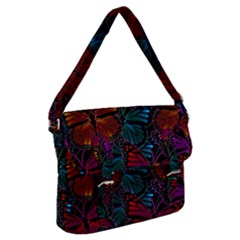 Colorful Monarch Butterfly Pattern Buckle Messenger Bag