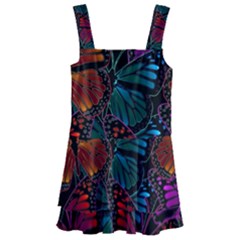 Colorful Monarch Butterfly Pattern Kids  Layered Skirt Swimsuit