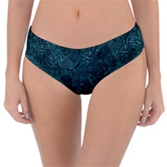 Dark Teal Butterfly Pattern Reversible Classic Bikini Bottoms by SpinnyChairDesigns