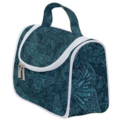 Dark Teal Butterfly Pattern Satchel Handbag by SpinnyChairDesigns