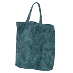 Dark Teal Butterfly Pattern Giant Grocery Tote by SpinnyChairDesigns