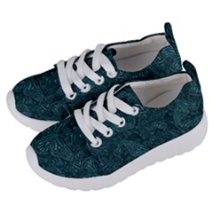 Dark Teal Butterfly Pattern Kids  Lightweight Sports Shoes by SpinnyChairDesigns