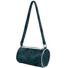 Dark Teal Butterfly Pattern Mini Cylinder Bag by SpinnyChairDesigns