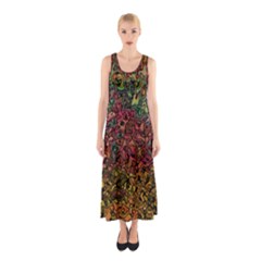 Stylish Fall Colors Camouflage Sleeveless Maxi Dress by SpinnyChairDesigns