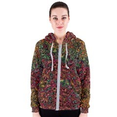 Stylish Fall Colors Camouflage Women s Zipper Hoodie by SpinnyChairDesigns