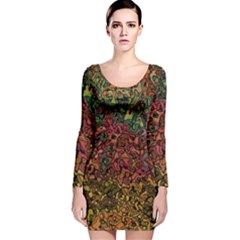 Stylish Fall Colors Camouflage Long Sleeve Velvet Bodycon Dress by SpinnyChairDesigns