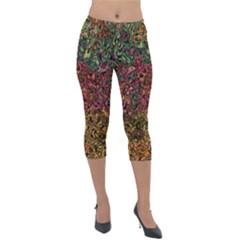 Stylish Fall Colors Camouflage Lightweight Velour Capri Leggings  by SpinnyChairDesigns