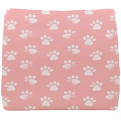 Animal Cat Dog Prints Pattern Pink White Seat Cushion by SpinnyChairDesigns