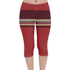 Retro Aesthetic Velvet Capri Leggings  by tmsartbazaar