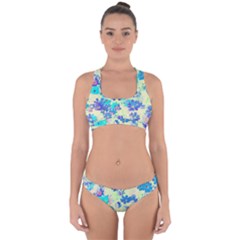 Cosmos Flowers Blue Cross Back Hipster Bikini Set