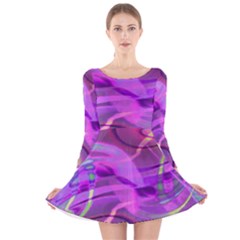 Infinity Painting Purple Long Sleeve Velvet Skater Dress by DinkovaArt