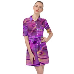 Infinity Painting Purple Belted Shirt Dress by DinkovaArt
