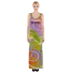 Infinity Painting Green Thigh Split Maxi Dress