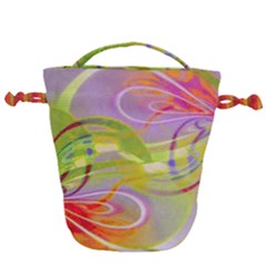 Infinity Painting Green Drawstring Bucket Bag by DinkovaArt