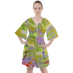 Infinity Painting Green Boho Button Up Dress by DinkovaArt