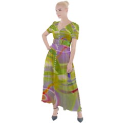 Infinity Painting Green Button Up Short Sleeve Maxi Dress by DinkovaArt