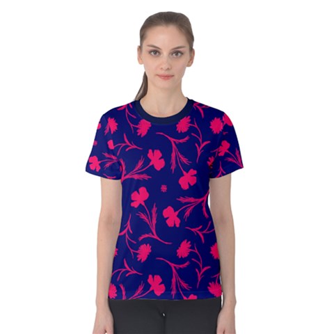 Bright Purple And Pink Pop Art Liberty  Women s Cotton Tee by Graphika