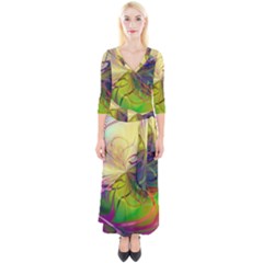  Rainbow Painting Patterns 1 Quarter Sleeve Wrap Maxi Dress