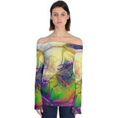  Rainbow Painting Patterns 1 Off Shoulder Long Sleeve Top by DinkovaArt