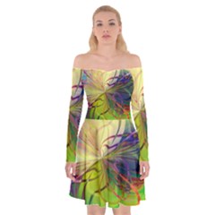  Rainbow Painting Patterns 1 Off Shoulder Skater Dress by DinkovaArt