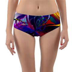 Rainbow Painting Pattern 2 Reversible Mid-waist Bikini Bottoms by DinkovaArt