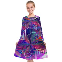 Rainbow Painting Pattern 2 Kids  Midi Sailor Dress by DinkovaArt