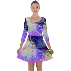 Rainbow Painting Patterns 3 Quarter Sleeve Skater Dress by DinkovaArt