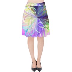 Rainbow Painting Patterns 3 Velvet High Waist Skirt by DinkovaArt