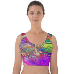 Rainbow Painting Pattern 4 Velvet Crop Top by DinkovaArt