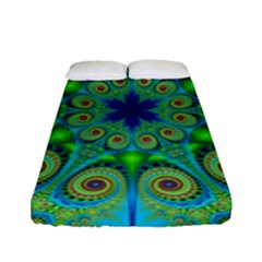 Peacock Mandala Kaleidoscope Arabesque Pattern Fitted Sheet (full/ Double Size) by SpinnyChairDesigns