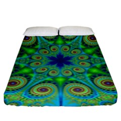 Peacock Mandala Kaleidoscope Arabesque Pattern Fitted Sheet (king Size) by SpinnyChairDesigns