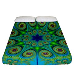 Peacock Mandala Kaleidoscope Arabesque Pattern Fitted Sheet (california King Size) by SpinnyChairDesigns