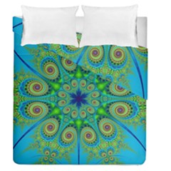 Peacock Mandala Kaleidoscope Arabesque Pattern Duvet Cover Double Side (queen Size) by SpinnyChairDesigns