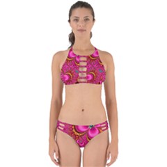 Abstract Pink Gold Floral Print Pattern Perfectly Cut Out Bikini Set by SpinnyChairDesigns