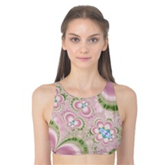Pastel Pink Abstract Floral Print Pattern Tank Bikini Top by SpinnyChairDesigns