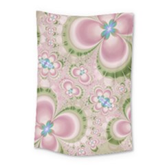 Pastel Pink Abstract Floral Print Pattern Small Tapestry