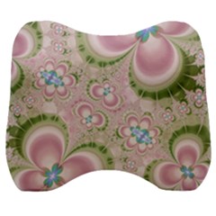 Pastel Pink Abstract Floral Print Pattern Velour Head Support Cushion by SpinnyChairDesigns